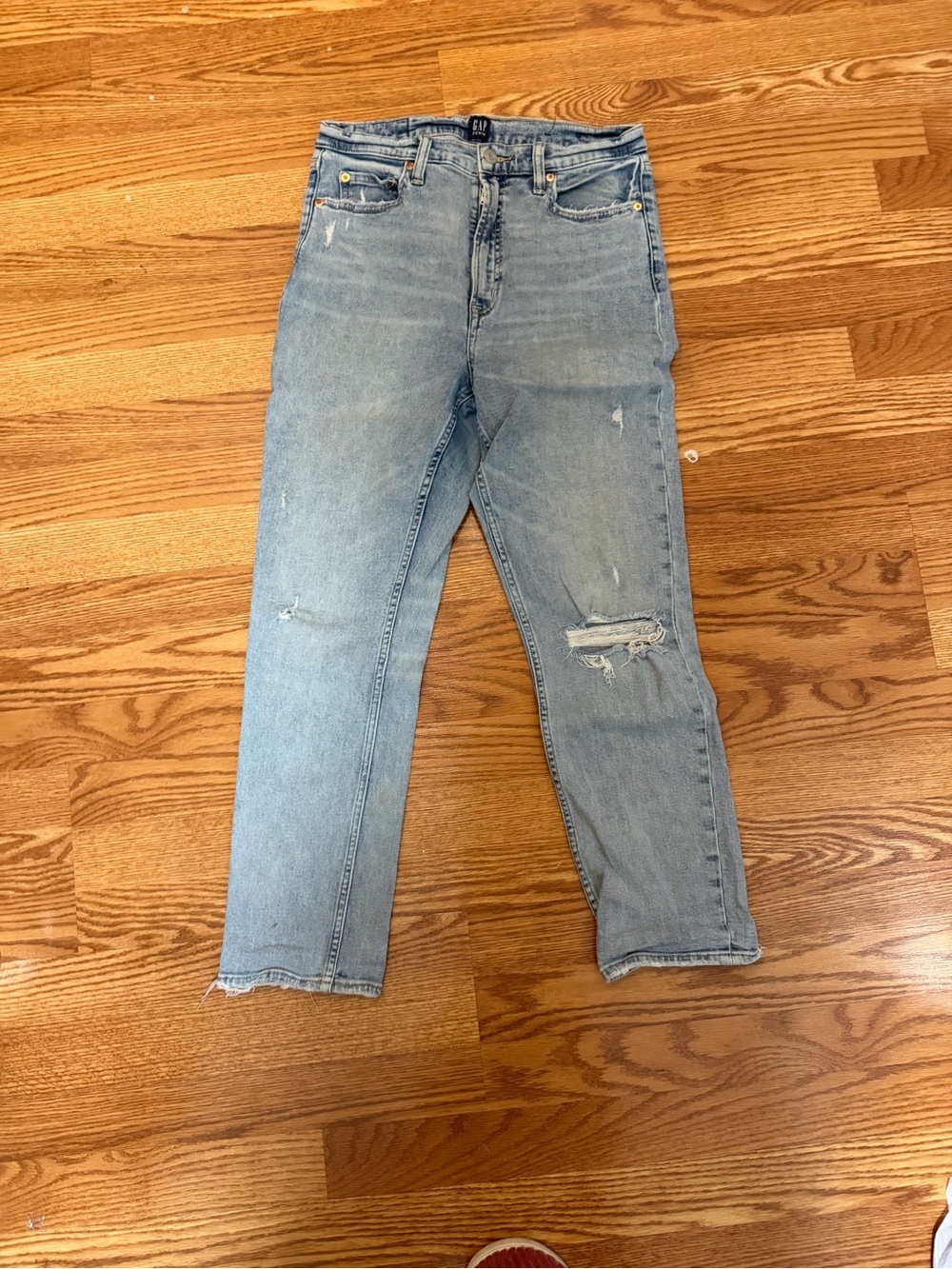 GAP Light Wash Boyfriend Jeans with Ripped Knee